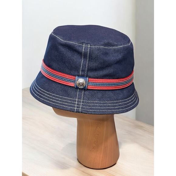 Vintage Coach Denim Striped Fedora Hat Size P/S main image 5